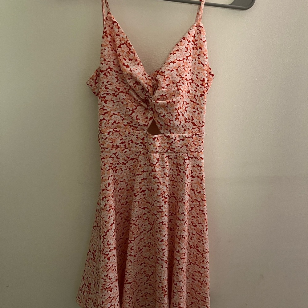 SHEIN Pink Floral Backless Dress
